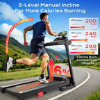 Tapis Roulant d'Appartement avec Inclinaison, Pliable Capacité 136 kg, 1-12 km/h, Contrôle APP, Amorti, 64+3+3+1 Programmes