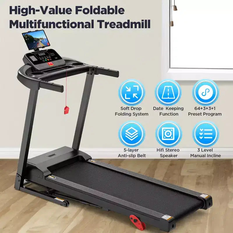 Tapis roulant en solde, Dégagement de tapis roulants, Tapis roulant électrique pliable pour la course et la marche, Tapis roulant portable pour un usage domestique, 12 km/h, Applications intelligentes