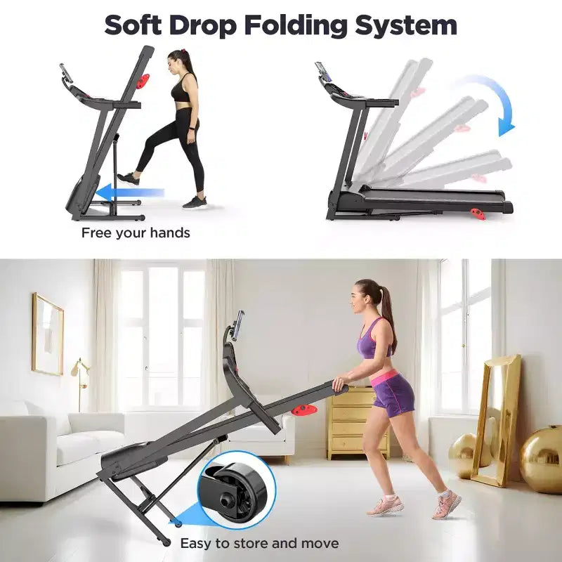 Tapis roulant en solde, Dégagement de tapis roulants, Tapis roulant électrique pliable pour la course et la marche, Tapis roulant portable pour un usage domestique, 12 km/h, Applications intelligentes