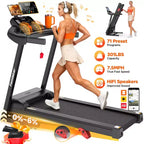 Electric Folding 3.75HP Treadmill for Home w/ Incline&APP,7.5MPH Speed,301lbs,HiFi Bluetooth Speakers,Foldable Treadmill Walking Running Machine
