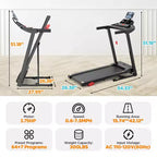 Tapis de course électrique pliable 3.75 CV pour la maison avec inclinaison et application, vitesse de 12 km/h, 136 kg, haut-parleurs Bluetooth Hifi, tapis de course pliable pour la marche et la course