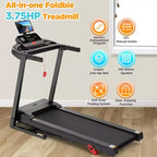Tapis de course électrique pliable 3.75 CV pour la maison avec inclinaison et application, vitesse de 12 km/h, 136 kg, haut-parleurs Bluetooth Hifi, tapis de course pliable pour la marche et la course