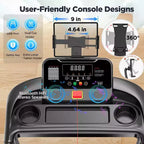 Tapis de course en solde - Capacité de 150 kg, Tapis de course électrique pliable de 3,5 CV, Vitesse jusqu'à 12 km/h, Machine de course avec haut-parleur Bluetooth pour la maison/le bureau