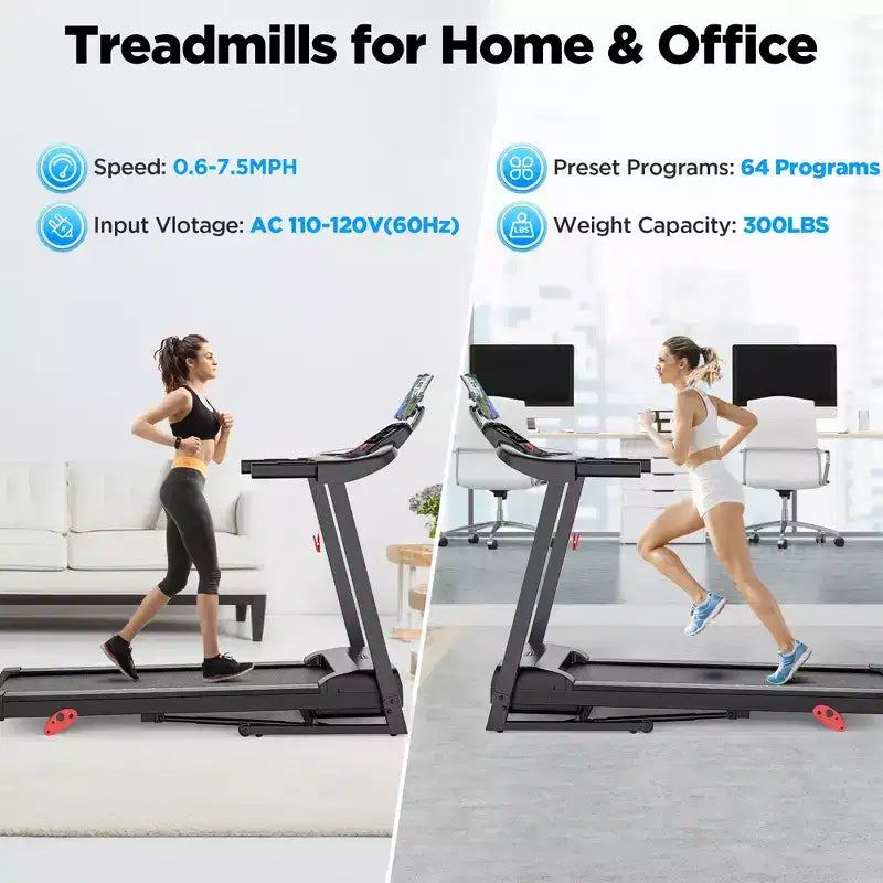 Tapis de course en solde - Capacité de 150 kg, Tapis de course électrique pliable de 3,5 CV, Vitesse jusqu'à 12 km/h, Machine de course avec haut-parleur Bluetooth pour la maison/le bureau