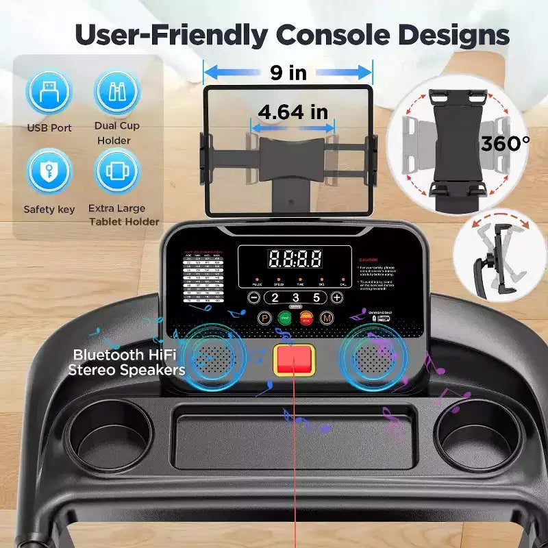 3HP Foldable Treadmill with Incline on sale, Easy Assembly, 5 LCD Display, 64 Preset Programs,Bluetooth, Compact Design for Home