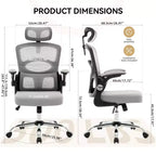 Ergonomic Office Chair  High-Back Mesh Desk Chair with Adjustable Headrest & Wheels  Swivel Task Chair for Home/Office/Gaming Room