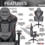 TUYOHW XL Ergonomics Gaming Chair 360 Swivel Office Chairs with Head&Lumbar Pillow,90-150 Recliner Chair for Office&Home,350lbs Max,Gray