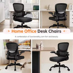 Chaise ergonomique en maille respirante KERDOM avec support lombaire, accoudoirs relevables, chaise de bureau gamer pour la maison ou le bureau
