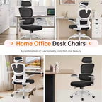 Chaise ergonomique en maille respirante KERDOM avec support lombaire, accoudoirs relevables, chaise de bureau gamer pour la maison ou le bureau