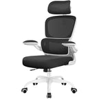 Chaise ergonomique en maille respirante KERDOM avec support lombaire, accoudoirs relevables, chaise de bureau gamer pour la maison ou le bureau