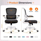 Chaise ergonomique en maille respirante KERDOM avec support lombaire, accoudoirs relevables, chaise de bureau gamer pour la maison ou le bureau