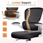 Chaise ergonomique en maille respirante KERDOM avec support lombaire, accoudoirs relevables, chaise de bureau gamer pour la maison ou le bureau