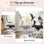 Chaise ergonomique en maille respirante KERDOM avec support lombaire, accoudoirs relevables, chaise de bureau gamer pour la maison ou le bureau