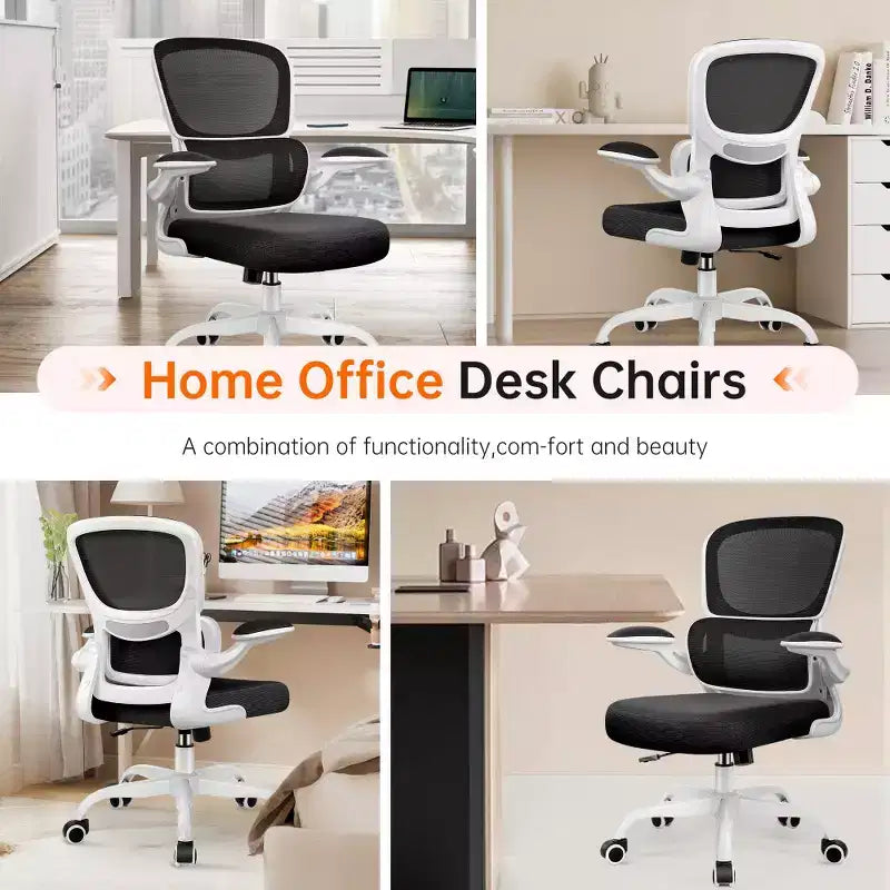 Chaise ergonomique en maille respirante KERDOM avec support lombaire, accoudoirs relevables, chaise de bureau gamer pour la maison ou le bureau