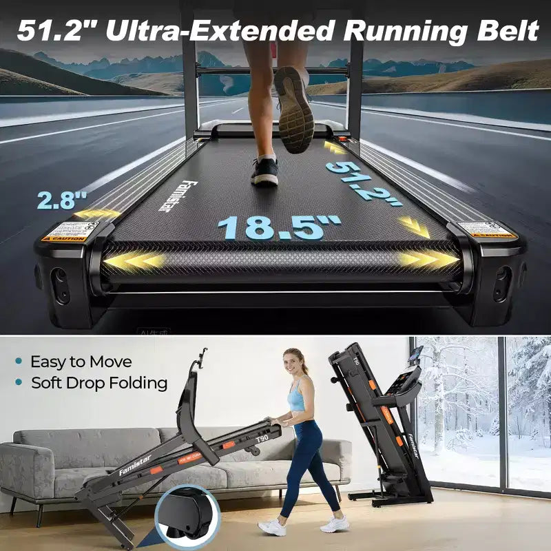 400LB Capacity Treadmill,5HP Foldable Treadmill w/ 20% Auto Incline,12MPH Portable Treadmill for Home,Fun Workouts w/APP,105 Programs,Shock Absorption
