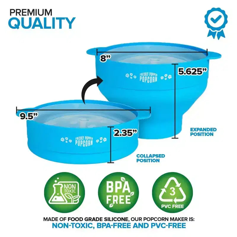 Stock Your Home Collapsible Microwave Air Popcorn Maker with Lid (Blue)