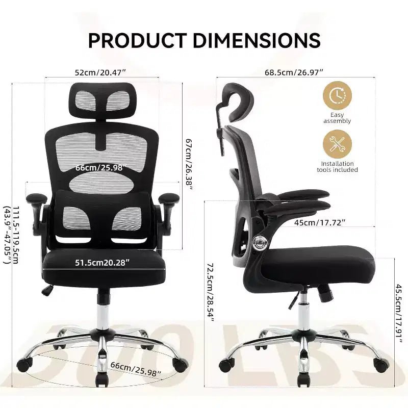 COZONY Chaise de bureau ergonomique - Chaise de bureau en maille avec roulettes, chaise de jeu d'ordinateur à dossier haut avec appuie-tête réglable, chaise de travail pivotante à roulettes