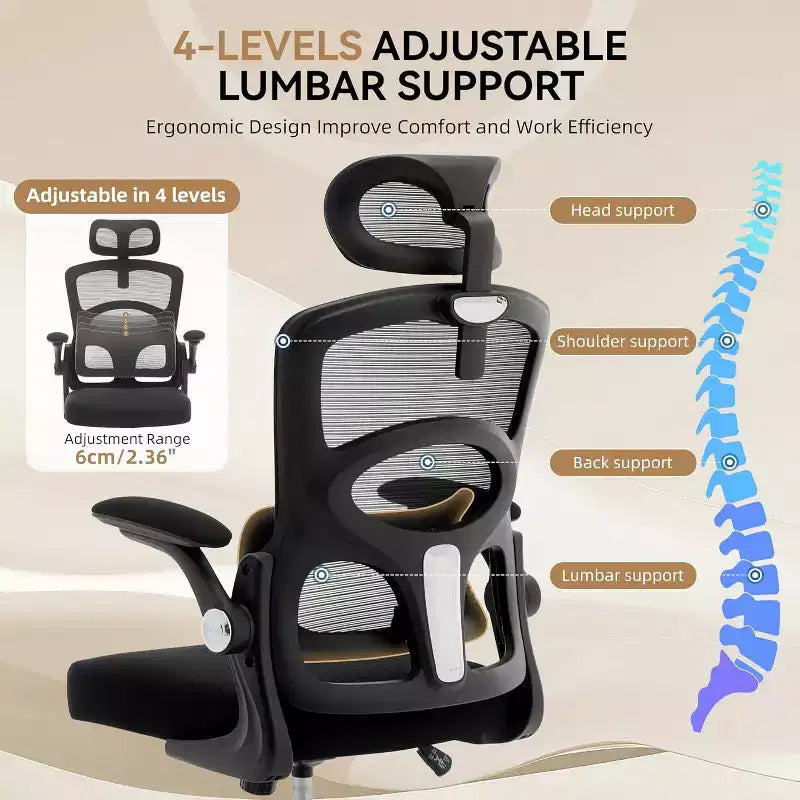 COZONY Chaise de bureau ergonomique - Chaise de bureau en maille avec roulettes, chaise de jeu d'ordinateur à dossier haut avec appuie-tête réglable, chaise de travail pivotante à roulettes