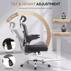 COZONY Chaise de bureau ergonomique - Chaise de bureau en maille avec roulettes, chaise de jeu d'ordinateur à dossier haut avec appuie-tête réglable, chaise de travail pivotante à roulettes