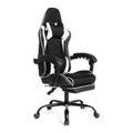 Racing Style Gaming Chair, Ergonomic E-sports Chair with Massage, PU Leather, High-Density Molded Foam, Comfortable & Safe, White