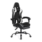 Racing Style Gaming Chair, Ergonomic E-sports Chair with Massage, PU Leather, High-Density Molded Foam, Comfortable & Safe, White