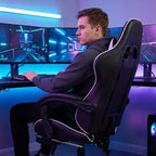 Chaise de Gaming Style Racing, Chaise E-sport Ergonomique avec Massage, Cuir PU, Mousse Moulée Haute Densité, Confortable et Sûre, Blanc