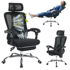 Acekool Ergonomic Mesh Reclining Chair with Footrest, Adjustable Lumbar & Headrest, for Home Office Gaming Room