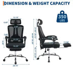 Acekool Ergonomic Mesh Reclining Chair with Footrest, Adjustable Lumbar & Headrest, for Home Office Gaming Room