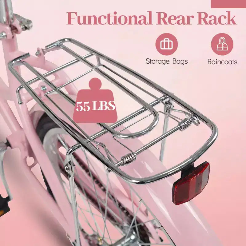 Gymax 26-Inch Beach Cruiser Bike w/Adjustable Seat Woven Basket & Rear Rack