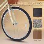 Gymax 26-Inch Beach Cruiser Bike w/Adjustable Seat Woven Basket & Rear Rack