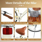 Gymax 26-Inch Beach Cruiser Bike w/Adjustable Seat Woven Basket & Rear Rack