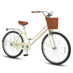 Gymax 26-Inch Beach Cruiser Bike w/Adjustable Seat Woven Basket & Rear Rack
