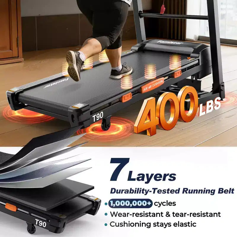 20% Auto Incline Treadmill,5.1HP Folding Treadmill 400lb Capacity,105 Program,12MPH Speed, APP Control for Personalized Workout, Jogging Walking Home