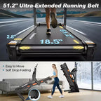 20% Auto Incline Treadmill,5.1HP Folding Treadmill 400lb Capacity,105 Program,12MPH Speed, APP Control for Personalized Workout, Jogging Walking Home