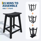 COZONY Heavy-Duty Outdoor Bar Stool, HDPE Counter Height Patio Chair with Footrest for Deck Balcony Kitchen