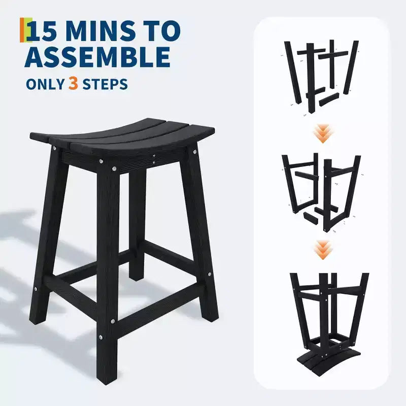 COZONY Heavy-Duty Outdoor Bar Stool, HDPE Counter Height Patio Chair with Footrest for Deck Balcony Kitchen