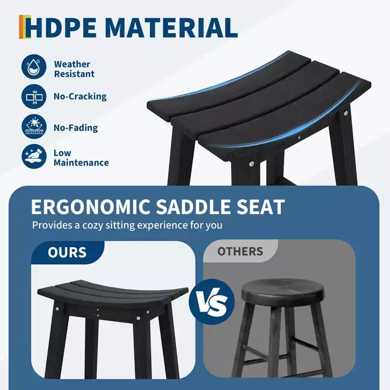 COZONY Heavy-Duty Outdoor Bar Stool, HDPE Counter Height Patio Chair with Footrest for Deck Balcony Kitchen