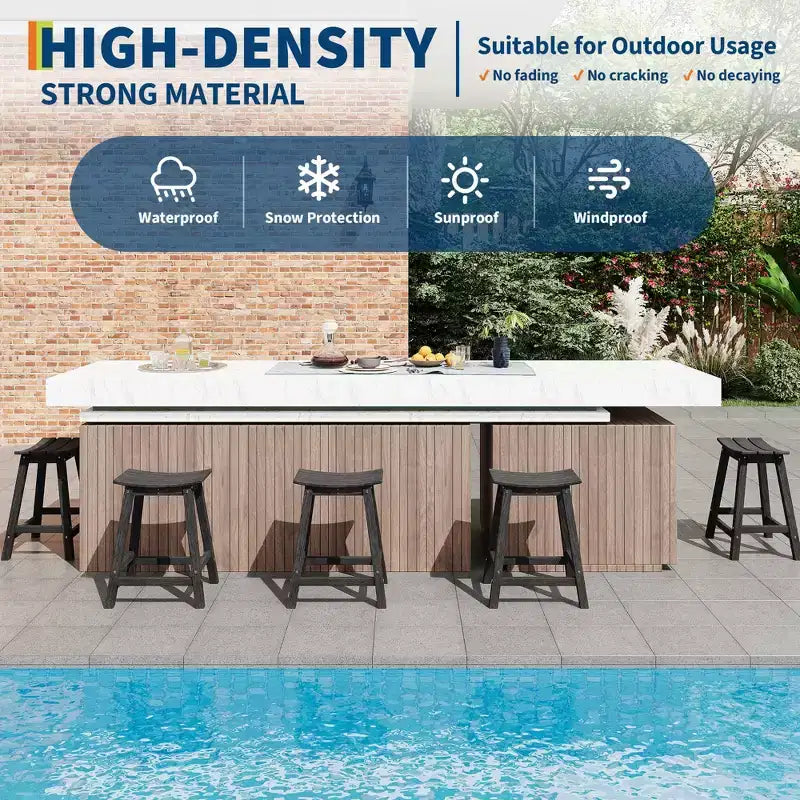 COZONY Heavy-Duty Outdoor Bar Stool, HDPE Counter Height Patio Chair with Footrest for Deck Balcony Kitchen