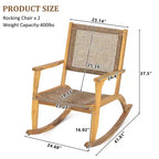 Fauteuil à bascule moderne GDFStudio Antonio en bois d'acacia avec dossier et assise en osier (lot de 2)