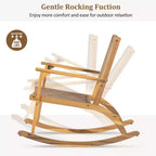 Fauteuil à bascule moderne GDFStudio Antonio en bois d'acacia avec dossier et assise en osier (lot de 2)