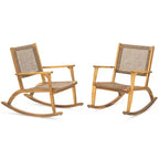Fauteuil à bascule moderne GDFStudio Antonio en bois d'acacia avec dossier et assise en osier (lot de 2)