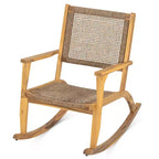 Fauteuil à bascule moderne GDFStudio Antonio en bois d'acacia avec dossier et assise en osier (lot de 2)