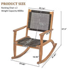 Fauteuil à bascule moderne GDFStudio Antonio en bois d'acacia avec dossier et assise en osier (lot de 2)