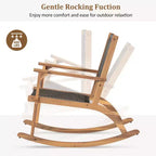 Fauteuil à bascule moderne GDFStudio Antonio en bois d'acacia avec dossier et assise en osier (lot de 2)