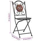 vidaXL Folding Bistro Chairs 2 Pcs Mosaic Bistro Outdoor Patio Chair Ceramic