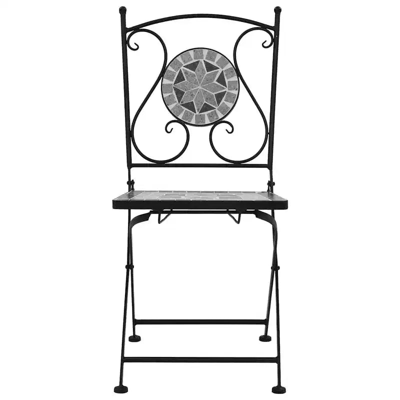 vidaXL Folding Bistro Chairs 2 Pcs Mosaic Bistro Outdoor Patio Chair Ceramic