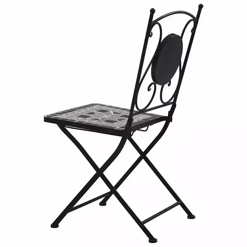 vidaXL Folding Bistro Chairs 2 Pcs Mosaic Bistro Outdoor Patio Chair Ceramic