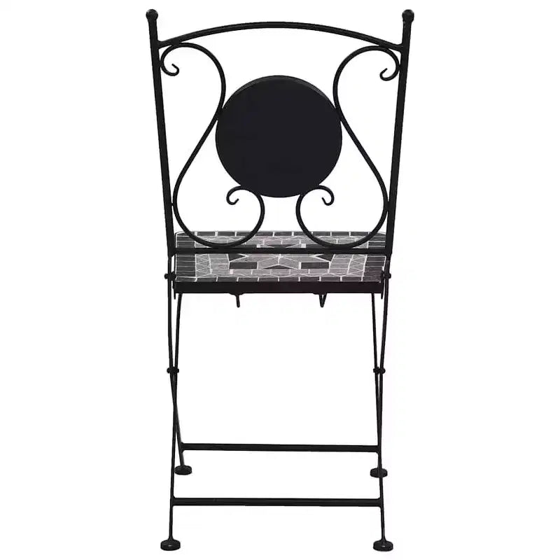 vidaXL Folding Bistro Chairs 2 Pcs Mosaic Bistro Outdoor Patio Chair Ceramic