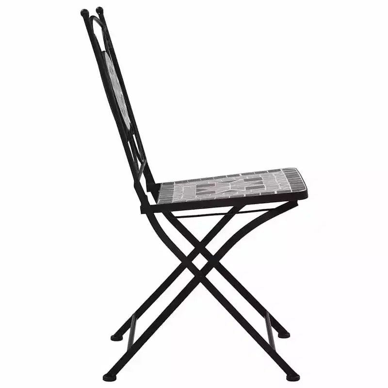 vidaXL Folding Bistro Chairs 2 Pcs Mosaic Bistro Outdoor Patio Chair Ceramic