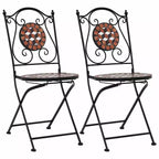 vidaXL Folding Bistro Chairs 2 Pcs Mosaic Bistro Outdoor Patio Chair Ceramic
